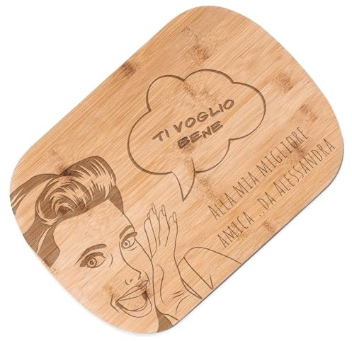 Maverton Tagliere in bambù, incisione personalizzata | Battilardo rettangolare, eco-friendly, dimensioni 35cm x 25cm, pensiero speciale per la donna, ti voglio bene