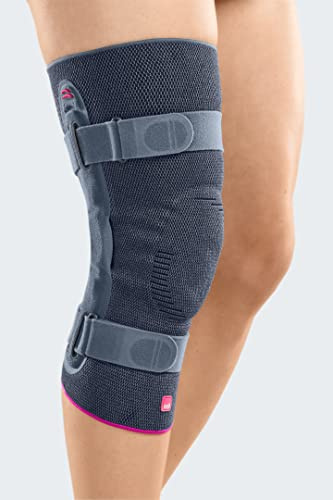 medi - Genumedi pro - Knieorthese mit Patella-Pelotte - Silber - Größe VI - Kniebandage zur Knie Gelenk Stabilisierung - Knee Support mit Gurten - Bandage Kniegelenk Stabilisator