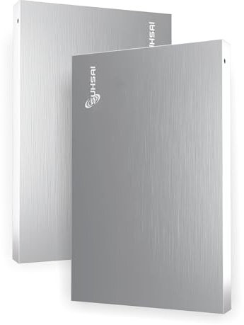 SUHSAI Tragbare Externe Festplatte, USB 2.0-HDD-Speicherlaufwerk, 500 GB ultradünne Festplatte für Hochgeschwindigkeitsdatenübertragung, kompatibel mit Laptop, PC, Mac, Windows-Desktop (Silber)