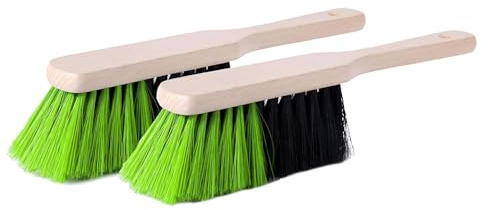 Garronda Balayette Manche en Bois et Poils Synthétiques Pack de 2 Pièce (Noir/Vert)