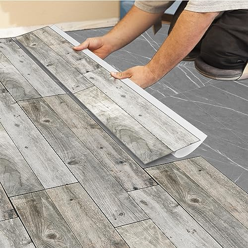 4 Pezzi Pavimenti di PVC Autoadesivi, Carta Autoadesiva in Vinile Peel and Stick Piastrelle per Pavimenti Rotolo di Pellicola Effetto Legno Quadrato per Cucina Soggiorno Camera da Letto 15cmx90cm