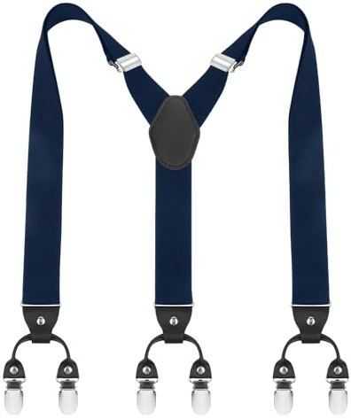ACWOO Herren-Hosenträger im Y-Stil, verstellbar mit 6 Clips, strapazierfähig, elastisch, Y-Form, Einheitsgröße, passend für alle (Königsblau)