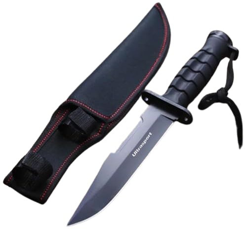 Galica Couteau à Grande Lame Fixe de 18cm + manche 12cm avec Fourreau nylon. Idéal, Outdoor, Chasse, Bushcraft, toutes activités extérieures,Randonnée, Camping Son surnom: LE BIG BIG ;
