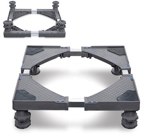 CEEDIR Verstellbare Waschmaschinen-Untergestell Waschmaschinen Sockel Podeste & Rahmen für Trockner Waschmaschinen Kühlschrank 200KG Grau 4 Füße (Einstellbare Breite 45-75cm, Höhe 10-13 cm)