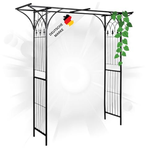 DELUKE® Rosenbogen aus Metall Paris | 200x52x204cm aus Stahl | Gartenbogen Torbogen Rankhilfe für Kletterpflanzen und Rosen Rankgitter Rosenspalier