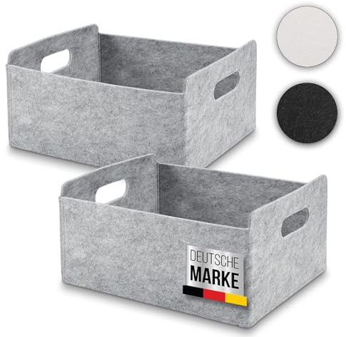 beschmann Aufbewahrungskorb Filz Organizer faltbare Aufbewahrungsbox Filzbox Aufbewahrung Filz Aufbewahrungsbox Kleiderschrank Regal Korb Filzkorb Aufbewahrung Kleiderschrank (grau, 2er)