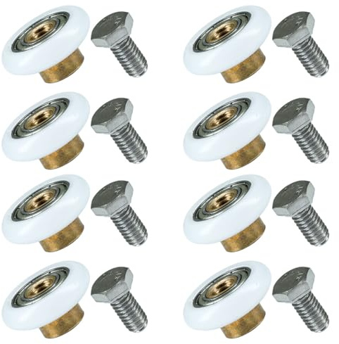 Selyse Lot de 8 roulettes de rechange pour porte de douche en acier inoxydable - Diamètre : 19 mm/23 mm/25 mm/27 mm - Pour portes coulissantes et cabines de douche (23 mm)