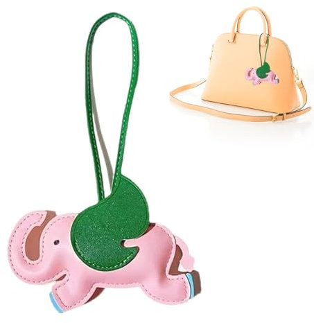 LQIOACU Leder Elefantenbaby Taschenanhänger Bag Charms Tasche Damen Leder (Rosa)