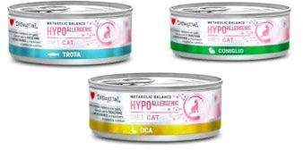 Hypoallergene Katzendiät, besondere Ernährungsbedürfnisse, verschiedene Geschmacksrichtungen und Mischungen, (12 x 85 g, 6 x Forelle, 6 x Gans, 6 x Kaninchen)