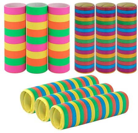 Idena 90255-Mix, Set di 9 Rotoli in Colori Pastello, Neon e Metallizzati, 9-18 Stelle filanti, Come Decorazione per Feste o Compleanni, Multicolore, 9 Rollen, 90255