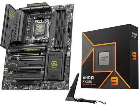 Micro Center Processeur AMD Ryzen 9 9950X avec carte mère MSI MAG X870E Tomahawk WiFi ATX (DDR5, PCIe 5.0 x16, M.2 Gen5, Wi-Fi 7, 5G LAN)