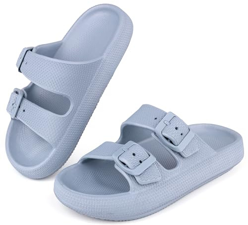 Ciabatte Da Doccia Bambino Bambin Scarpe Da Spiaggia e Piscinai Bagno Ragazzi e Ragazze Regolabile Antiscivolo Eva Pantofole Da Interno Da Esterno Sandali Blu 35 EU