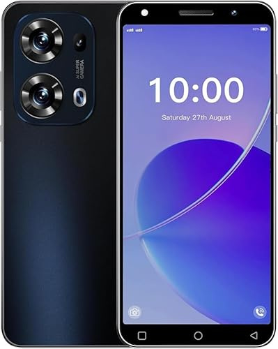 LatsYrs Billiges 4G Smartphone, 5,0 Zoll HD-Display, 16GB ROM (erweiterbar auf 128GB), Dual SIM Dual Camera, Android 10.0, WiFi/Bluetooth/GPS/Face ID Handy (R13Pro-Black)