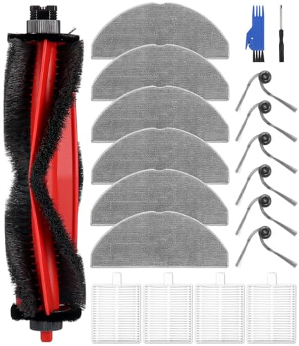 Tixexo Kit Accesorios Recambios para Roborock Q7 M5/Q7 M5+/Q7 L5/Q7 L5+ Aspiradora, 1 Cepillo Principal, 4 Filtros HEPA, 6 Paños de Limpieza, 6 Cepillos Laterales, Repuestos para Roborock Q7 M5