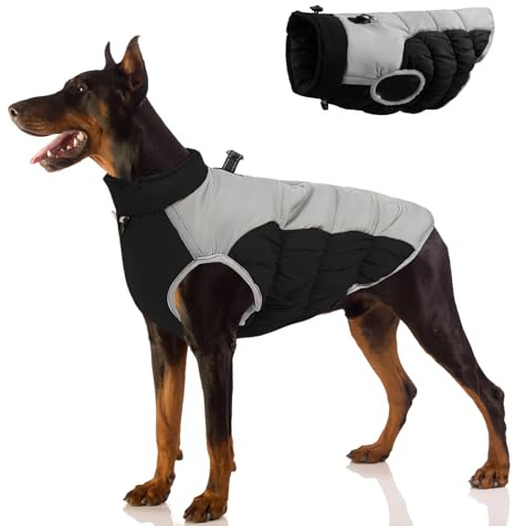 FEimaX Abrigo para Perros Impermeable Chaqueta Cálida de Invierno Resistente a Prueba de Viento Ropa para Perros pequeños Medianos Grandes Reflectante Chubasquero Perro y Mascota con Cuello Ajustable