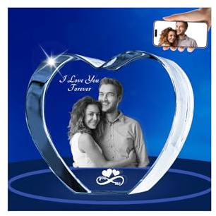 Marco de fotos de cristal 3D personalizado, decoración de mesa de fotos, regalos de cristal de Navidad para mujeres, esposa, marido, abuela, aniversario, cumpleaños