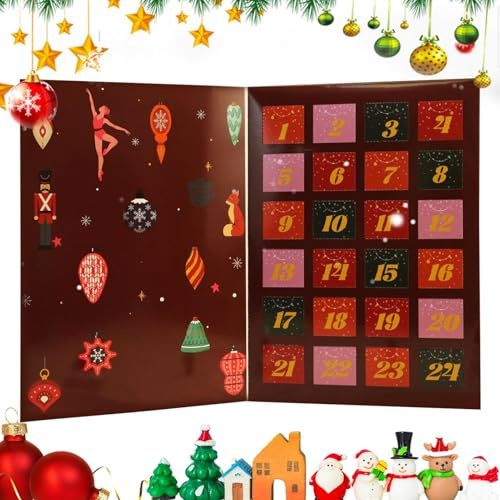 Yuemeuy Calendario de Adviento Navideño,24 Días Vacío Recargable Detalles Fiesta | Cuenta Atrás Navideña,para Hogar Dormitorio Fiesta Escolar Actividades Familiares