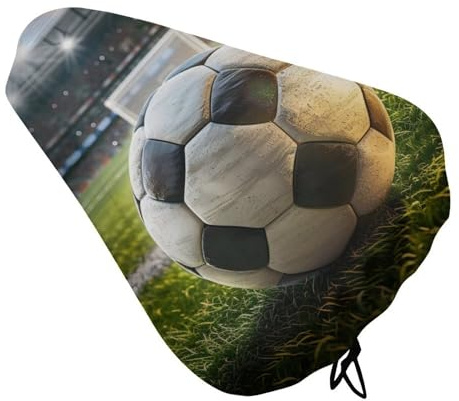 Mateju Fahrradsattel Überzug Wasserdicht, Fußballmuster, Fahrradsattel Regenschutz Fahrrad Sattelbezug, Elastische Atmungsaktiv, Universal-Passform für Jedes Fahrrad (Fußballfeld,1 Stück)