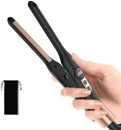 UMIGA Mini piastra per capelli a ioni di ioni, 2 in 1, portatile, leggera, da viaggio per capelli corti, pixies, pony, barba e piccoli ricci, piccola piastra per capelli da uomo