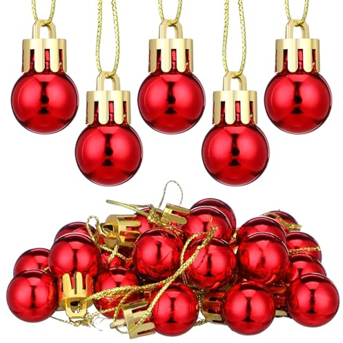 DEARMAMY 24 Mini-weihnachtsbaumkugeln – Miniaturkugeln (2 cm) zum Aufhängen, Ideal Als Weihnachtsdekoration