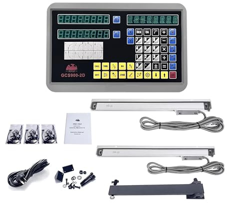 Linear Scale, High Accuracy 2 Axis DRO Kit Digital Readout and 2pcs Linear Scale Encoder Sensor Ruler For Milling Lathe Turning for Mill Machine