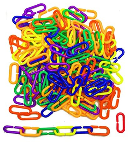 CAKEEYUM Plastic C-Clips Hooks Colorful Plastic C-Clips Hooks Chain Link Toy -Links Sugar Glider Rat Bird Toy 100PCS - Chain Link Parrot - Bird -