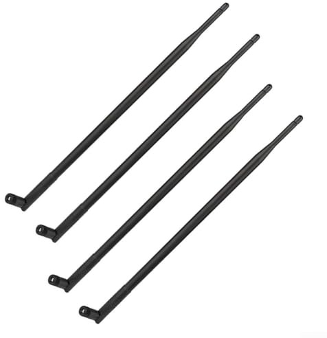 Antena WiFi de doble banda 9dBi RP-SMA (paquete de 4) 2.4 GHz/5 GHz de alta ganancia omnidireccional para routers y adaptadores USB/PCI