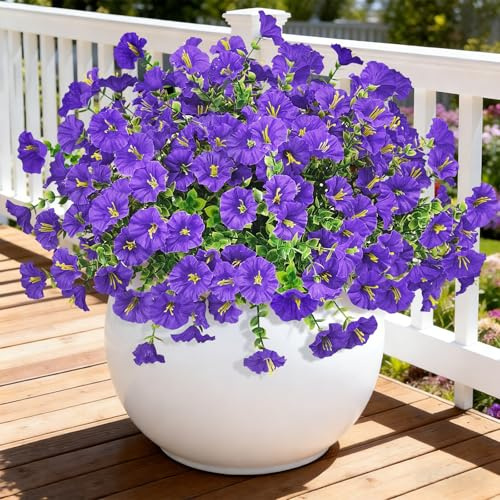 TINA Kunstblumen wie Echt, 8 Bündel Künstliche Blumen Balkonpflanzen Outdoor Wetterfest, Fake Blumenstrauß UV-beständig Frühlingsdeko Gefälschte Blumen Deko Frühling für Innen Draußen Balkon