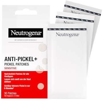 Neutrogena ANTI-PICKEL+ Pickel Patches Sensitive, 1 x 30 Stk | Hydrokolloid-Technologie, reduziert Unreinheiten, schützt vor Pickelmalen, für empfindliche Haut