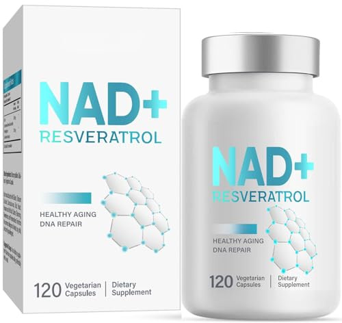 NAD+ Resveratrol 1000mg, Anti Âge Bio NMNH Supplément, Végétariennes, Pour Le Soutien De L Énergie Cellulaire,120 Gélules