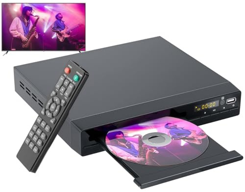 PUSOKEI DVD Players for TV with HDMI, 1080P Region Free DVD Players with Remote Control & AV/HDMI Cable, Plays All Regions and Formats, USB Port, Compatible NTSC and PAL (Black)