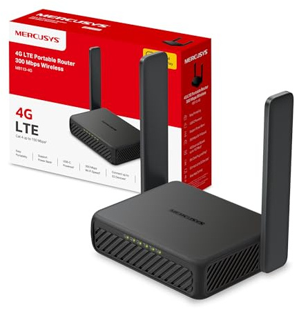 MERCUSYS MB113-4G Portable WiFi 4G Router with SIM Slot, Portable WiFi | Travel Router for Caravan, Vacation & Work, Foldable Antennas, USB-C Powered, Plug&Play,Connect Up to 32 Devices,TP-Link WiFi