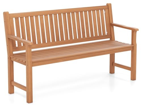 COSTWAY Gartenbank Holz, 3-Sitzer Holzbank wetterfest, 150 cm Sitzbank
