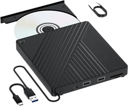 Jnchdghwa unità Blu-Ray Esterno 5 in 1, unità Ottica Blu-Ray Esterno, Masterizzatore Dvd/CD, Lettore BD con Porte USB, Lettore Schede SD/TF per Laptop PC Desktop