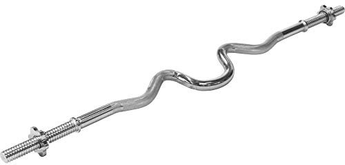 GORILLA SPORTS® SZ Curlstange - 120 cm, bis 180 kg Belastbar, 30mm, mit Sternverschlüssen, gerändelt, aus Chrom - Super SZ-Curlstange, Langhantelstange, Hantelstange, SZ-Stange