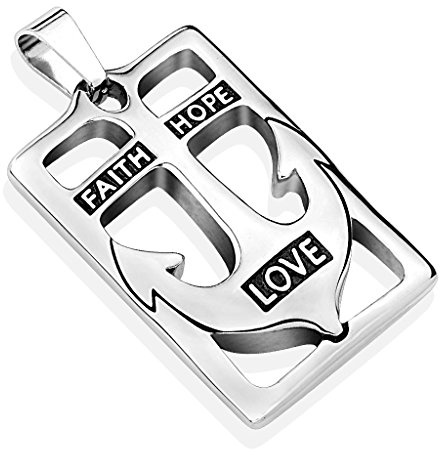BlackAmazement Edelstahl Anhänger Halskette Anker Anchor Marine Dog Tag Marke Silber Seefahrt (Silver Anchor ohne Kette)