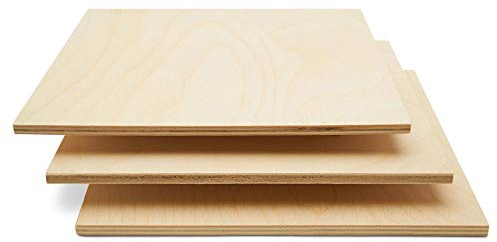 6 mm Baltic Birch Plywood 1/4 x 24 x 24 Inch, Box of 4 B/BB Grade Craft Wood, Stronger Than Basswood Sheets, for Laser, CNC Cutting and Wood Burning, by Woodpeckers