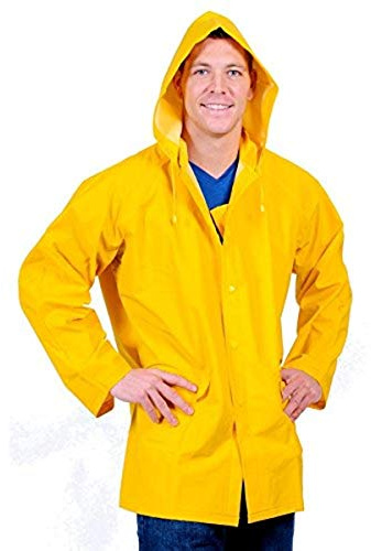 Galeton 7960-XXXL-YW Repel Rainwear 0.35mm PVC/Polyester Rain Jacket with Detachable Hood, 3XL, Yellow