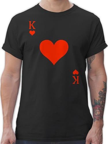 T-Shirt Herren - & Fasching - Herz König Spielkarte I King Queen Kartenspiel Karneval Herzkönig Spielkarte Herzkönig Karte I Poker King of Hearts - S - Schwarz - Gruppen Tshirts faschingsshirt
