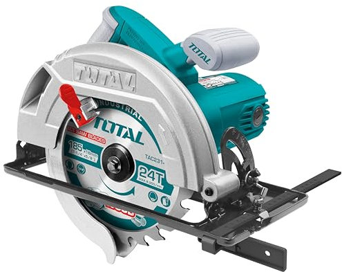 TOTAL - Sierra Circular de Cable con Potencia de 1400 W - Diámetro de 185 mm - Velocidad 4800 rpm - Herramienta Cortar Metal y Madera con Ajuste de Profundidad - Incluye Disco