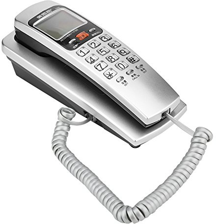 Sonew FSK/DTMF Anrufer ID Telefon, Durchwahl Telefon, Schnurgebundenes Telefon Schreibtisch Festnetz Modultelefon für Zuhause(Silber)