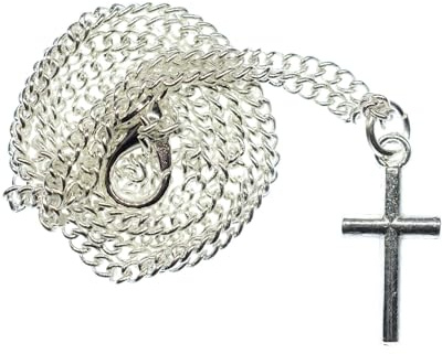 Miniblings Cross Necklace - Handmade Fashion Jewelry I Chain 45cm Crucifix Hanger Crosses Gothic Punk Chain Silver - Silver-Plated Link Chain