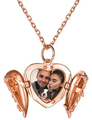 PROSILVER Medaillon aufklappbar mit Kette personalisiert Herz/Oval/Runde Anhänger Halskette Foto Bilder Amulett zum Öffnen 925 Silber/18k vergoldet Souvenir Schmuck für Frauen Mutter Tochter