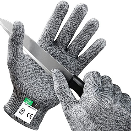 Uktunu® Schnittschutz Handschuhe Schnittfeste Handschuhe Extra Starker Level 5 Schutz, EN-388 Zertifiziert, Lebensmittelecht - für Küche Garten oder Beruf - Perfekte Passform - 1 Paar/Größe M