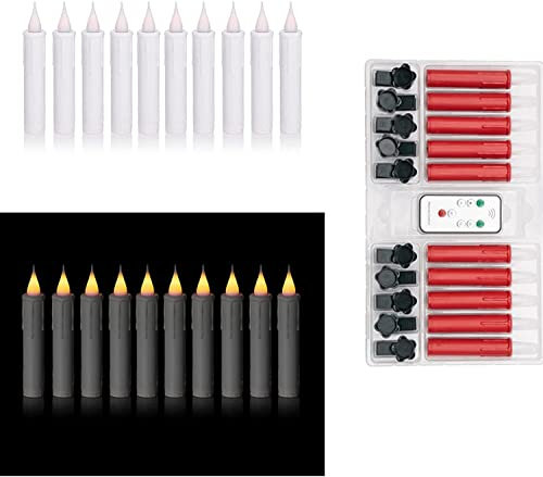 DbKW Kabellose LED Baumkerzen, Fernbedienung, erweiterbar, Timer, Flacker/Standlicht, Dimmer. Weihnachtsbaumkerzen Weihnachtskerzen Christbaumkerzen (3D-rot-10883, 10er Set mit Fernbedienung)