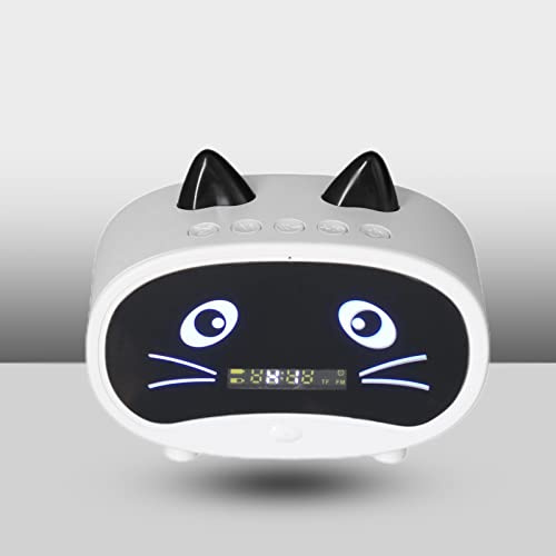 Réveil numérique,avec radio FM,Radio Réveil,Enceinte Bluetooth,double alarme avec port USB,Affichage du thermomètre, pour la maison, le bureau, la chambre d'enfant(Blanc)