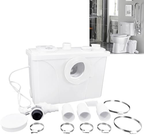 XMTECH 700W Hebeanlage Fäkalienpumpe, Sanitär Schmutzwasserpumpen Aktivkohle Förderleistung bis 180L/min, Abwasser Haushaltspumpe Fäkalienpumpe für WC, Dusche, Waschbecken mit Kohlefilter