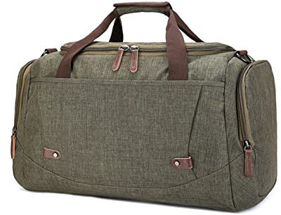 FANDARE Reisetasche Große Sporttasche Segeltuch Schultertasche Tote Handtasche Männer Weekender Tasche Kliniktasche Schwimmtasche Trainingstasche für Frauen Männer Crossbody Bag Grün A