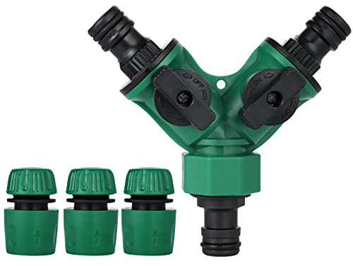 TOKIISHE 2-Wege Y Verteiler Wasser Schlauchverteiler, mit 3 Stück Hose Quick Connector 1/2 Zoll, Gartenschlauch Abzweig, Schlauchverbinder-Satz für Anschluss Gartenschlauch Wasserverteiler