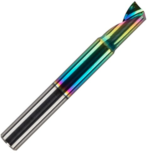 Rennie Tool - 1/8 x 6mm Single Flute Solid Carbide Router Cutter Bit | DLC Coated O Flute For ACM Aluminum Acrylic PVC MDF Plastic Endmill. Solid Carbide Up Cut Spiral 3.175mm Router Bit